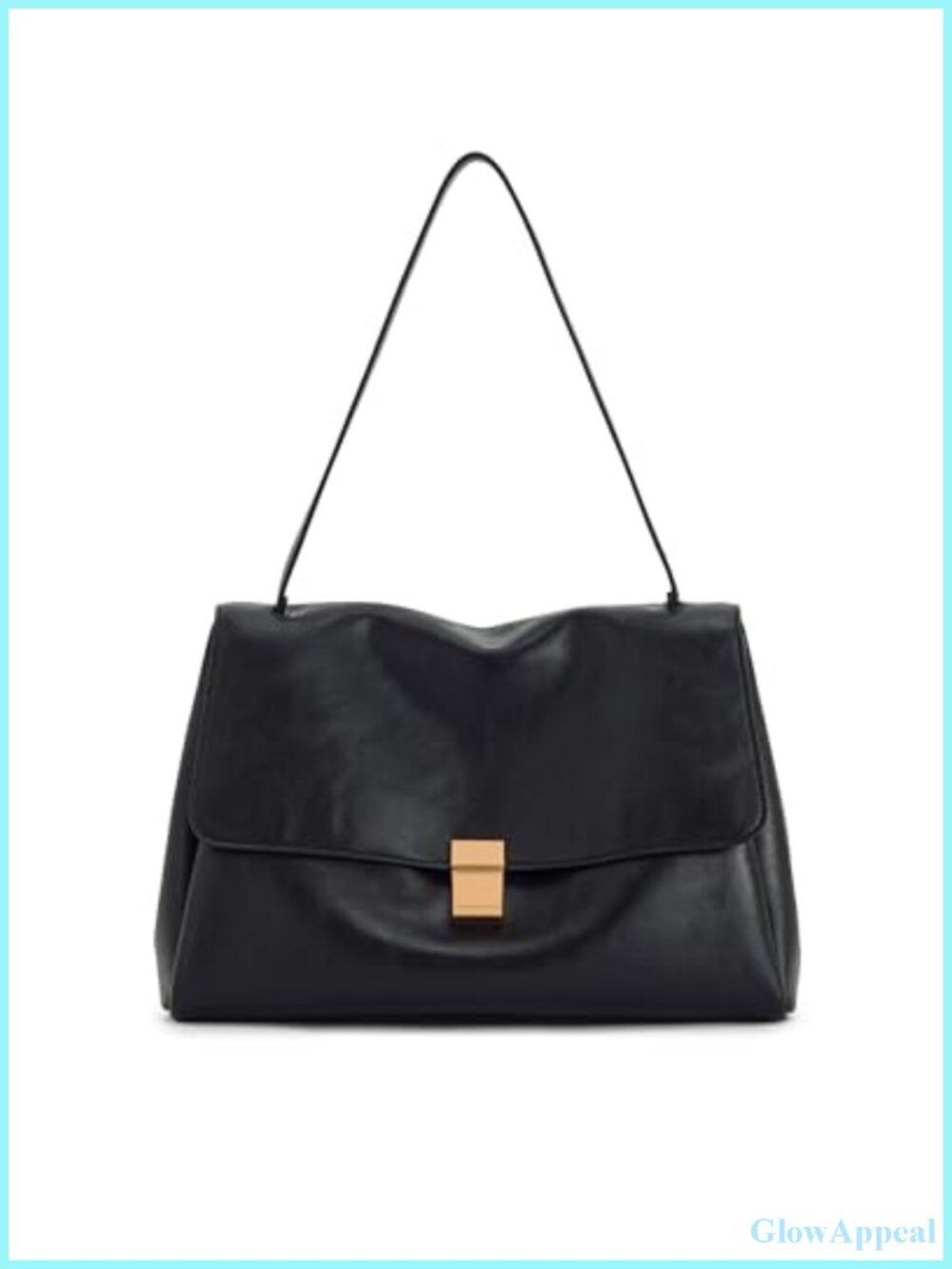 Vegan Leather Shoulder Bag Satchel Gold Hardware Fits iPad